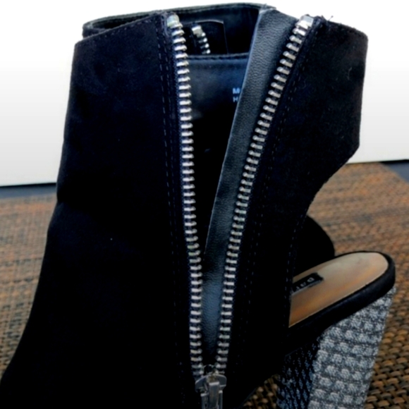 Parker & Sky black Peep Toe Sparkly Silver Heeled ankle Boots booties Size 7.5 - Picture 8 of 10